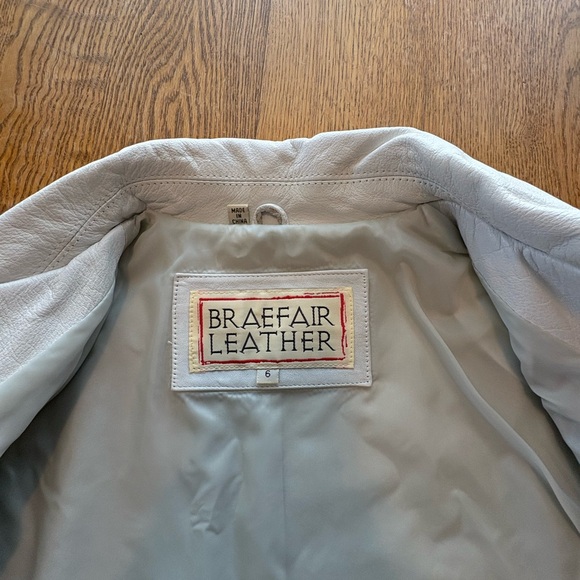 Braefair Vintage White Leather Jacket 6 Dress Coat - Picture 8 of 11